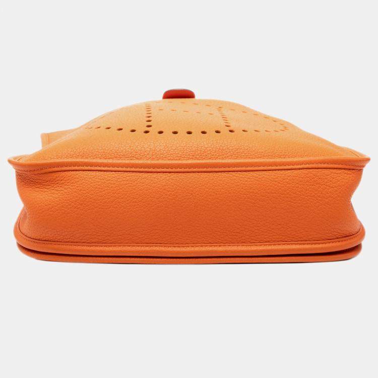 Pre Owned Hermes Orange Clemence Evelyne III PM
