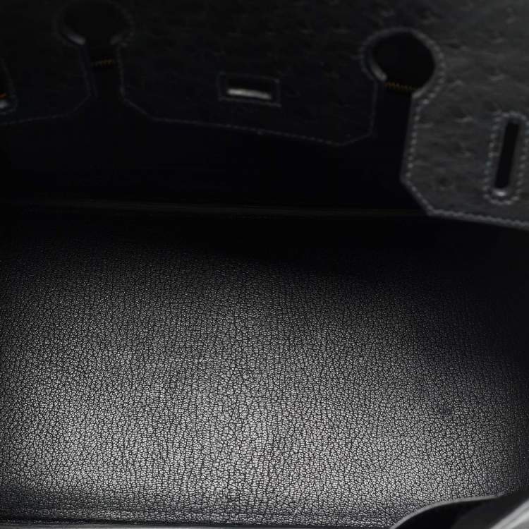 Pre Owned Hermes Birkin 30 Rose Gold Finish Noir Ostrich Tote