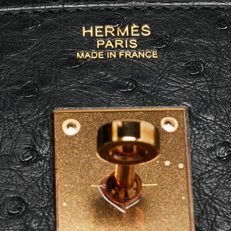 Pre Owned Hermes Birkin 30 Rose Gold Finish Noir Ostrich Tote