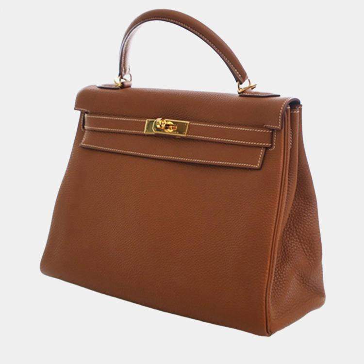 مملوكة مسبقًا Hermes Brown Togo Kelly II Retourne 32