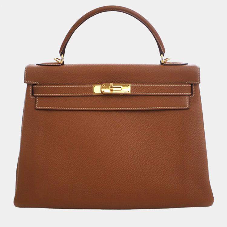 مملوكة مسبقًا Hermes Brown Togo Kelly II Retourne 32