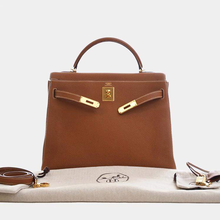 مملوكة مسبقًا Hermes Brown Togo Kelly II Retourne 32