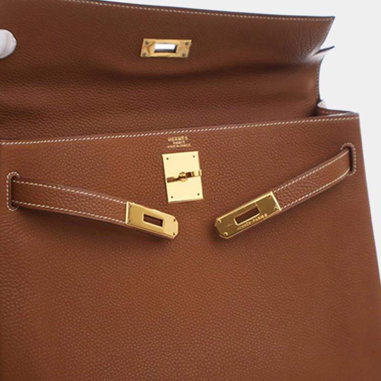 مملوكة مسبقًا Hermes Brown Togo Kelly II Retourne 32