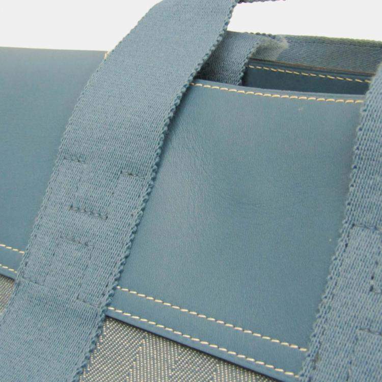 Pre Owned Hermes Valparaiso PM Cotton Polyester Handbag Blue