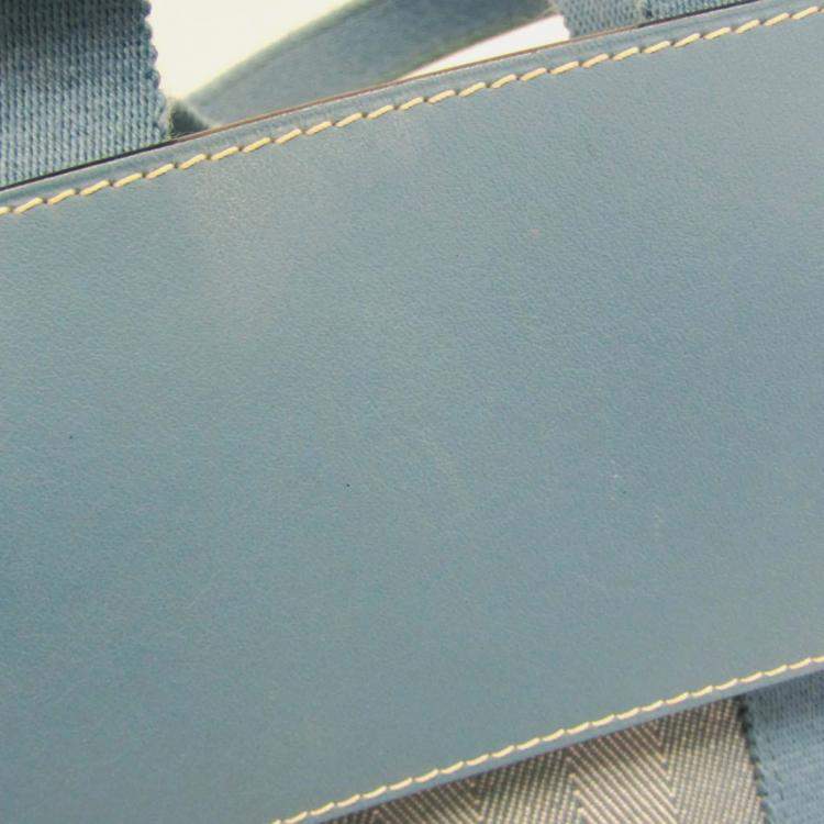 Pre Owned Hermes Valparaiso PM Cotton Polyester Handbag Blue