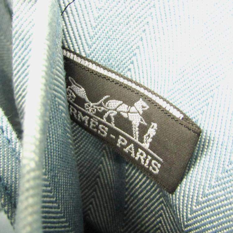 Pre Owned Hermes Valparaiso PM Cotton Polyester Handbag Blue