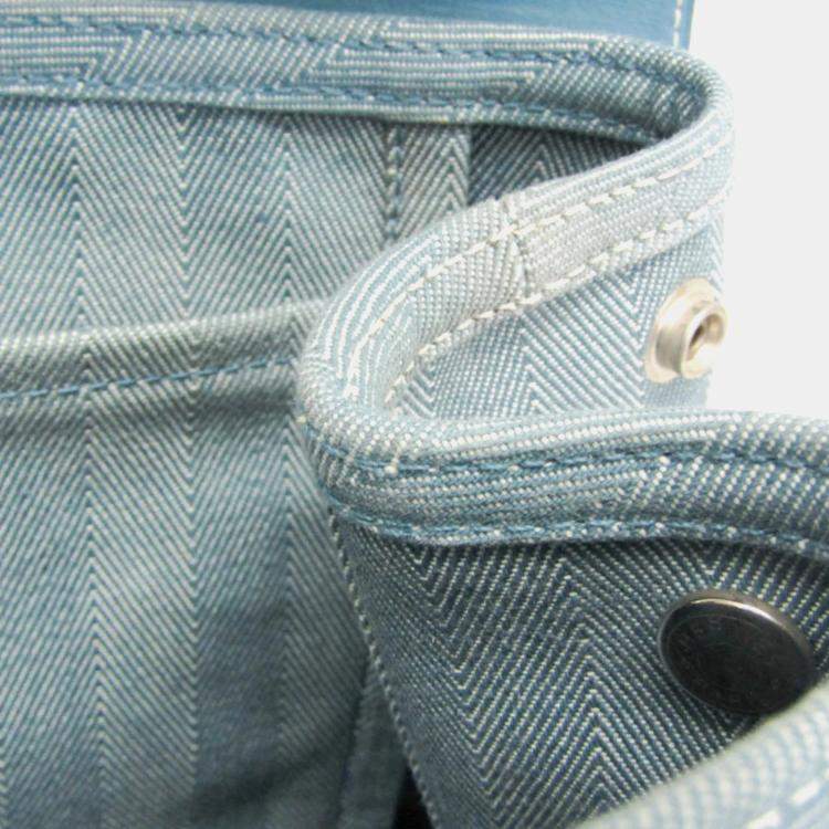 Pre Owned Hermes Valparaiso PM Cotton Polyester Handbag Blue