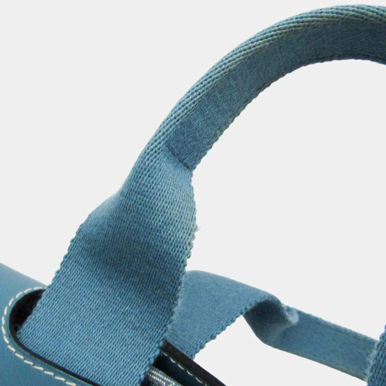 Pre Owned Hermes Valparaiso PM Cotton Polyester Handbag Blue