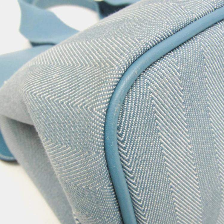 Pre Owned Hermes Valparaiso PM Cotton Polyester Handbag Blue