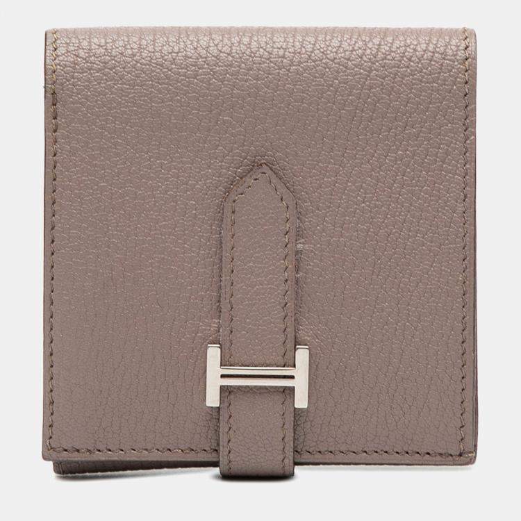 Pre Owned Hermes Brown Epsom Bearn Compact Wallet