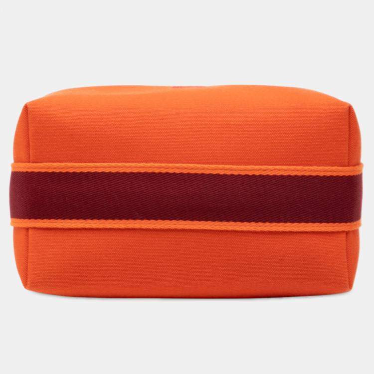 Pre Owned Hermes Orange/Red Small Toile Bride A Brac Case