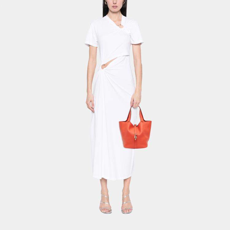 Pre Owned Hermes Picotin Lock 26 Orange Clemence Bag