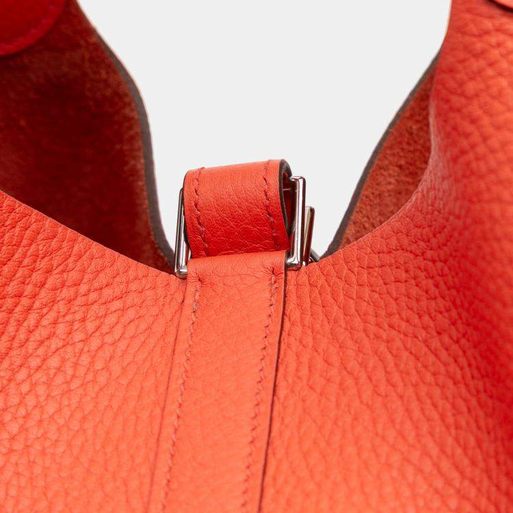 Pre Owned Hermes Picotin Lock 26 Orange Clemence Bag