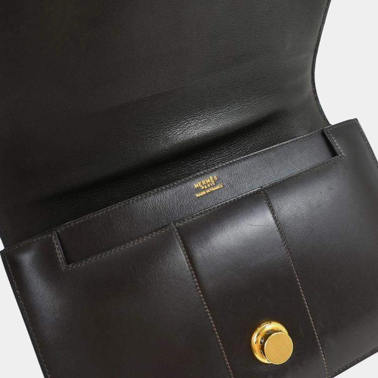 Pre Owned Hermes Brown Box Calf 2way Handbag Shoulder Bag