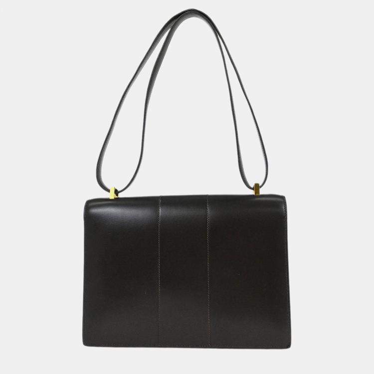 Pre Owned Hermes Brown Box Calf 2way Handbag Shoulder Bag