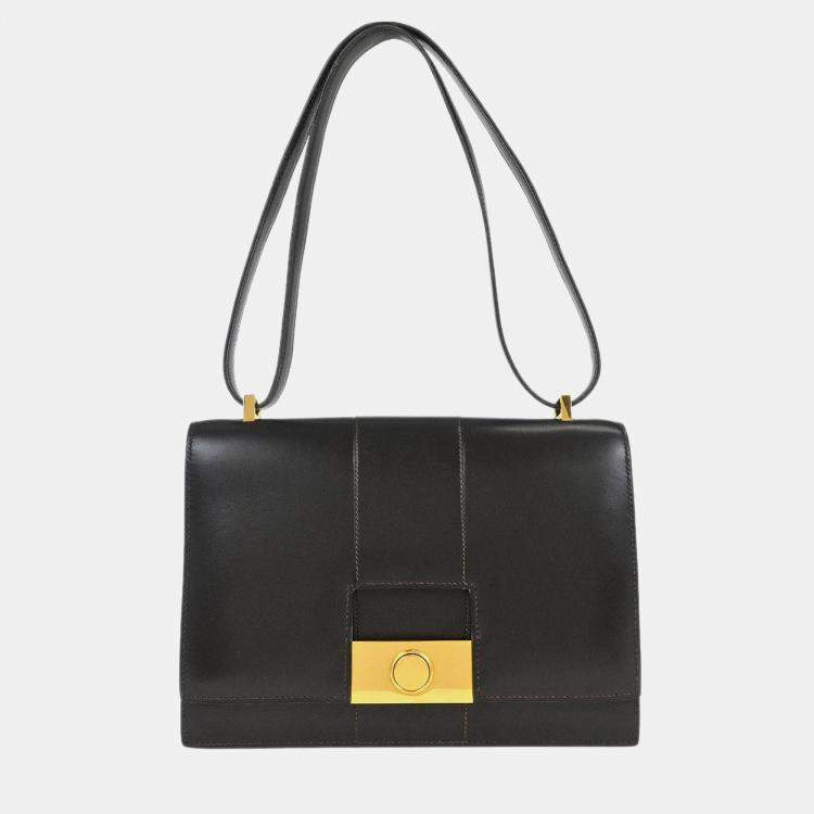 Pre Owned Hermes Brown Box Calf 2way Handbag Shoulder Bag