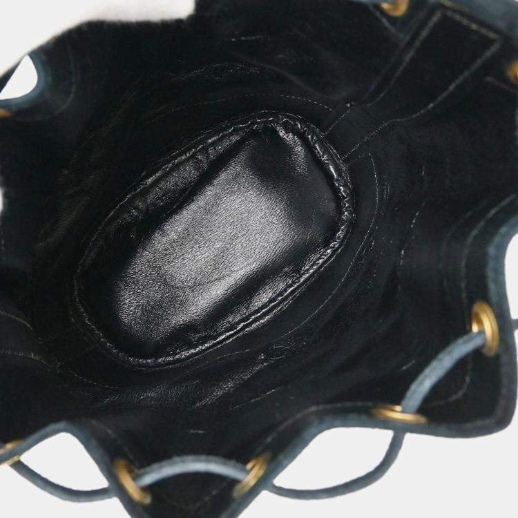 Pre Owned Hermes Black Doblis Market PM Bucket Shoulder Bag