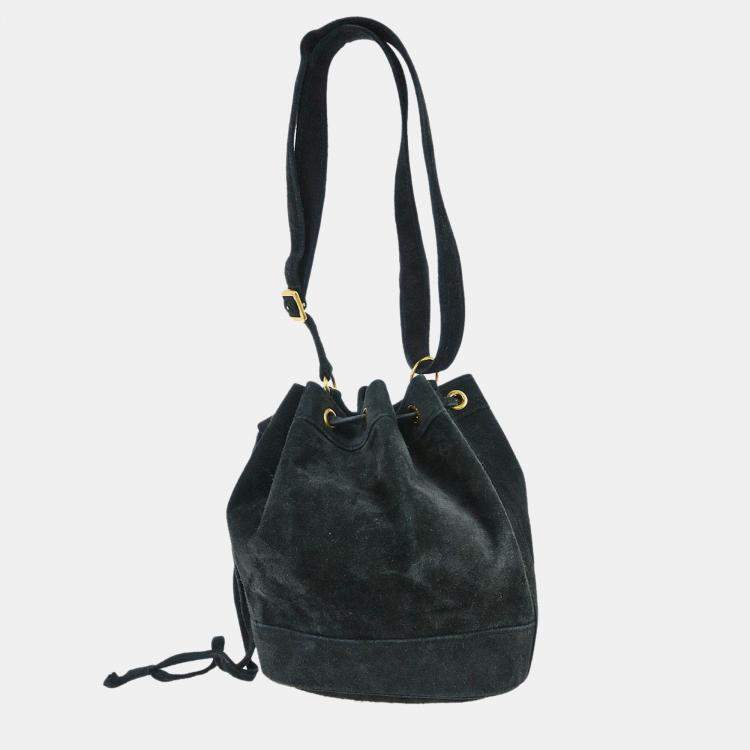 Pre Owned Hermes Black Doblis Market PM Bucket Shoulder Bag