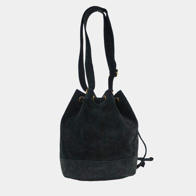 Pre Owned Hermes Black Doblis Market PM Bucket Shoulder Bag