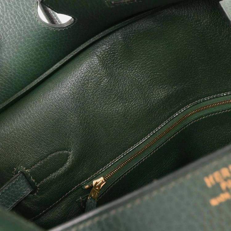 Pre Owned Hermes Birkin 35 Green Ardennes Leather Top Handle Bag