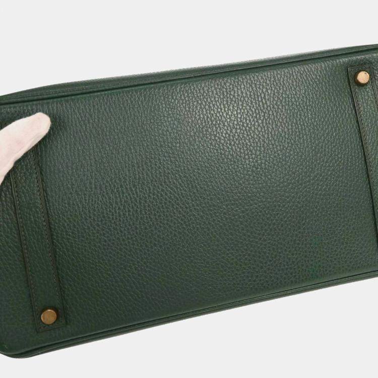 Pre Owned Hermes Birkin 35 Green Ardennes Leather Top Handle Bag