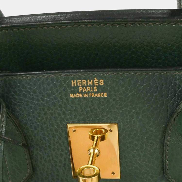 Pre Owned Hermes Birkin 35 Green Ardennes Leather Top Handle Bag