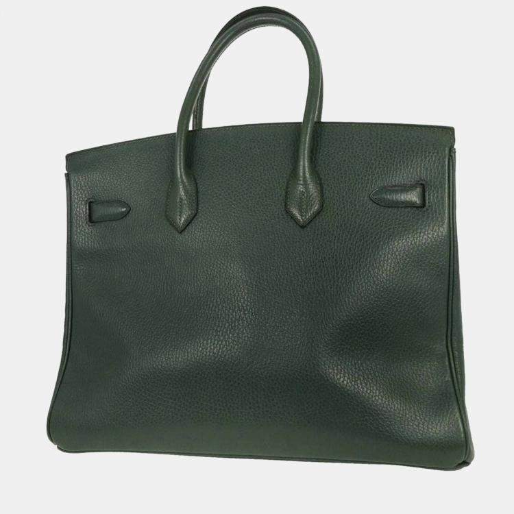 Pre Owned Hermes Birkin 35 Green Ardennes Leather Top Handle Bag