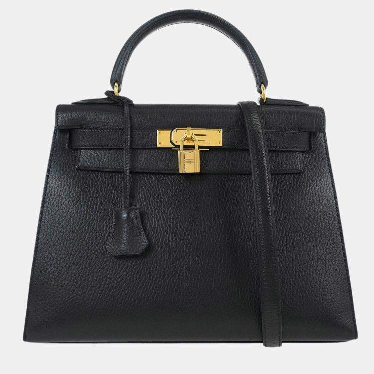 Pre Owned Hermes Black Ardennes Kelly 28 Sellier 2way Handbag