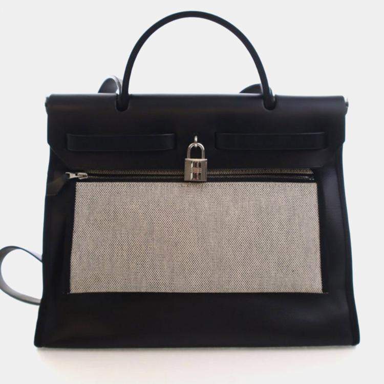 مملوكة مسبقًا Hermes Noir Toile H Berline Herbag Zip 31