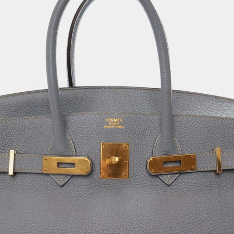 Pre Owned Hermes Bleu Lin Togo Birkin 35