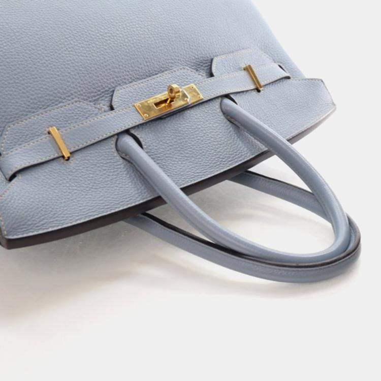 Pre Owned Hermes Bleu Lin Togo Birkin 35