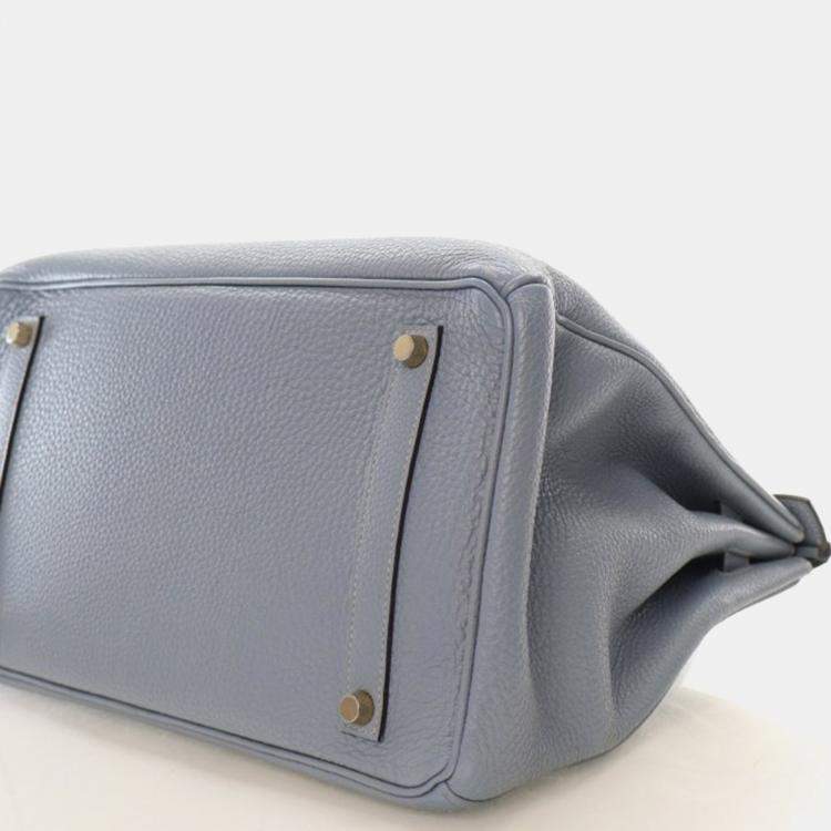 Pre Owned Hermes Bleu Lin Togo Birkin 35