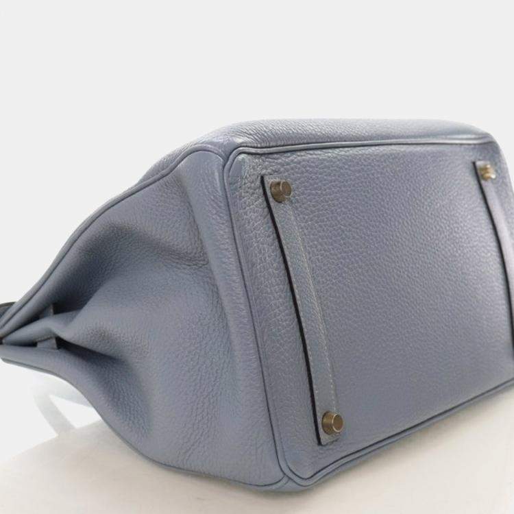 Pre Owned Hermes Bleu Lin Togo Birkin 35