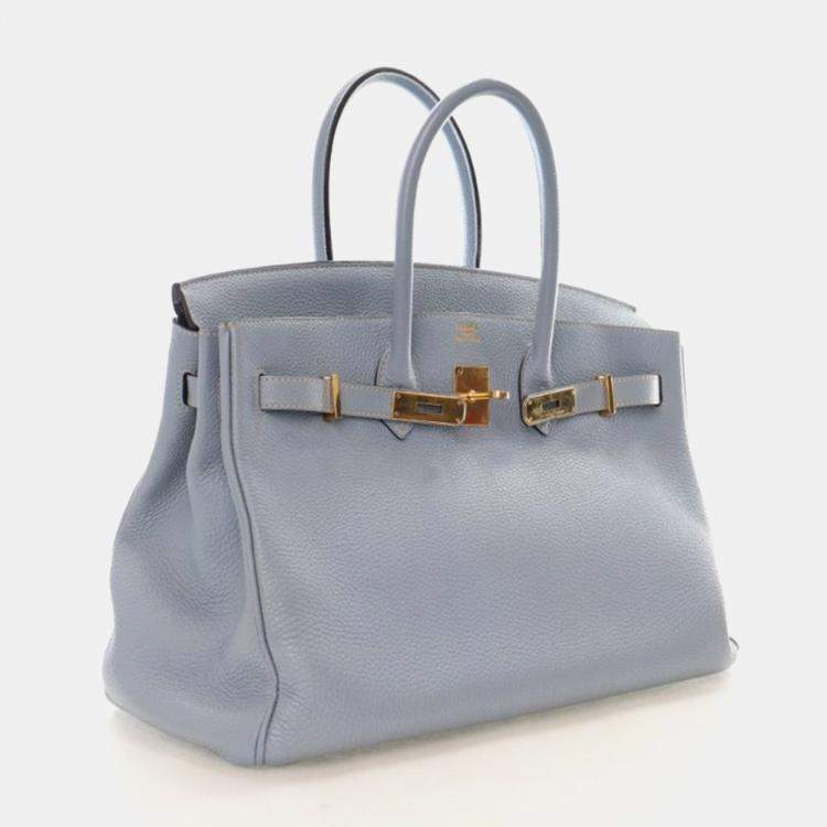 Pre Owned Hermes Bleu Lin Togo Birkin 35