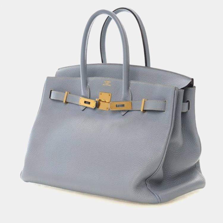 Pre Owned Hermes Bleu Lin Togo Birkin 35