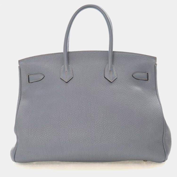 Pre Owned Hermes Bleu Lin Togo Birkin 35
