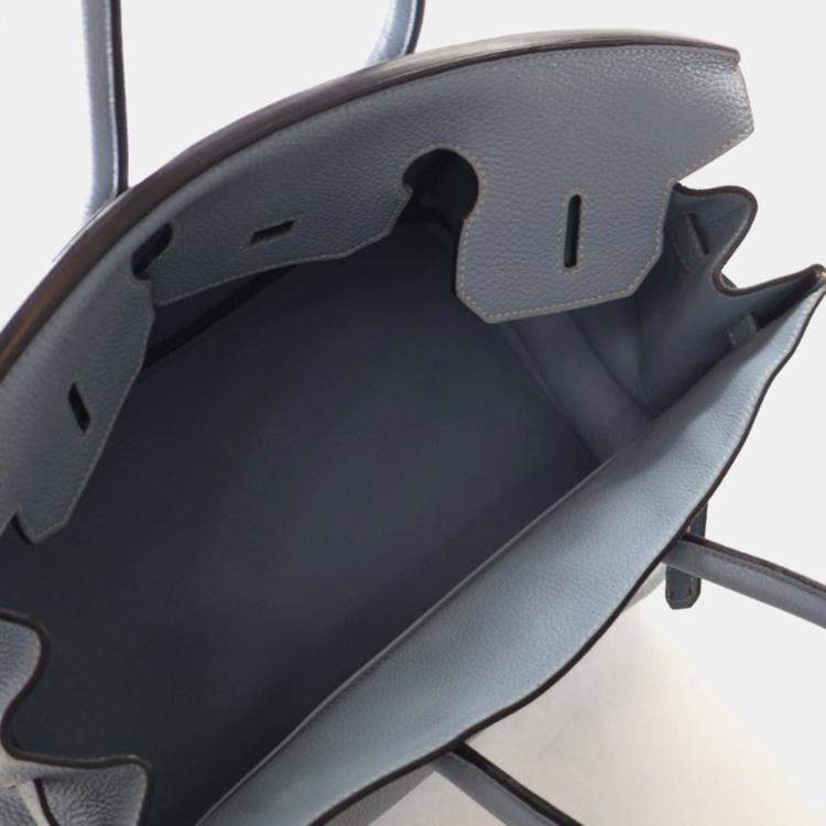 Pre Owned Hermes Bleu Lin Togo Birkin 35