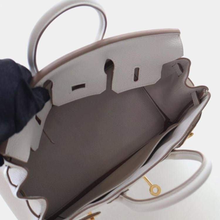 Pre Owned Hermes Gris Pale Togo Birkin 25