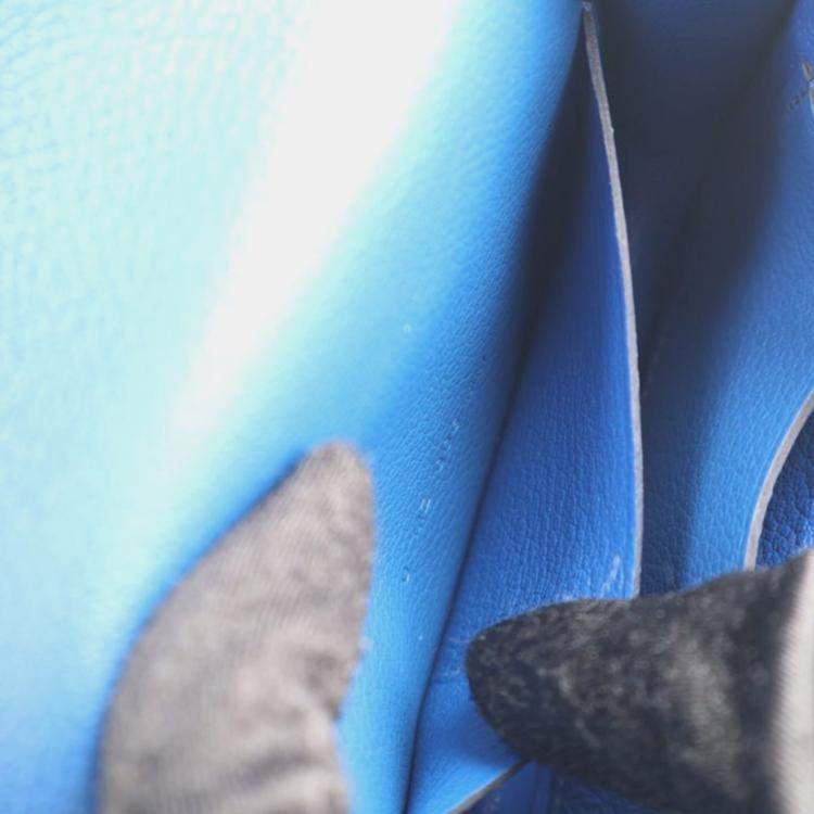 Pre Owned Hermes Bleu France Evercolor Constance Slim Wallet