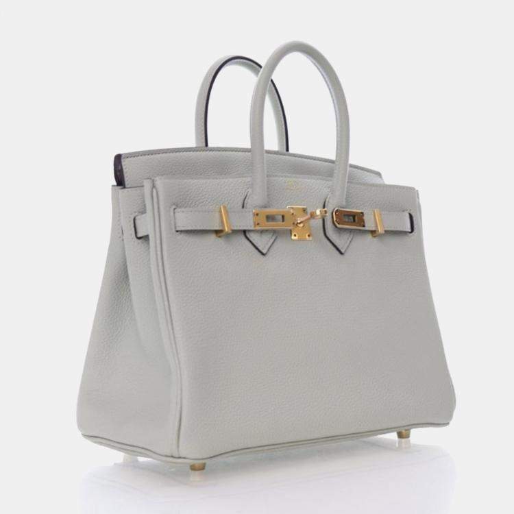 Pre Owned Hermes Gris Neve Togo Birkin 25