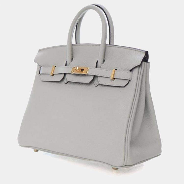 Pre Owned Hermes Gris Neve Togo Birkin 25