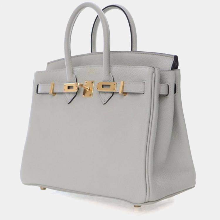 Pre Owned Hermes Gris Neve Togo Birkin 25