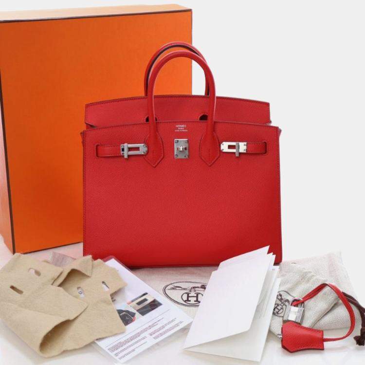 Pre Owned Hermes Rouge De Coeur Epsom Sellier Birkin 25