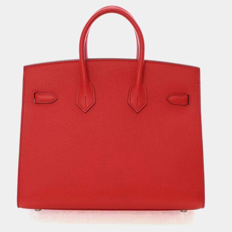 Pre Owned Hermes Rouge De Coeur Epsom Sellier Birkin 25