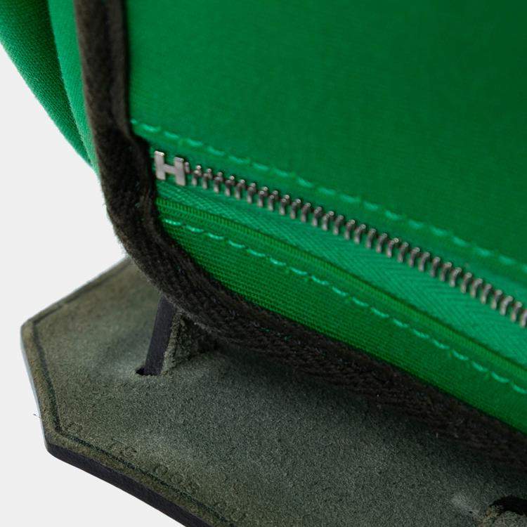 Pre Owned Hermes Black Green Toile Herbag A Dos Zip Retourne Backpack