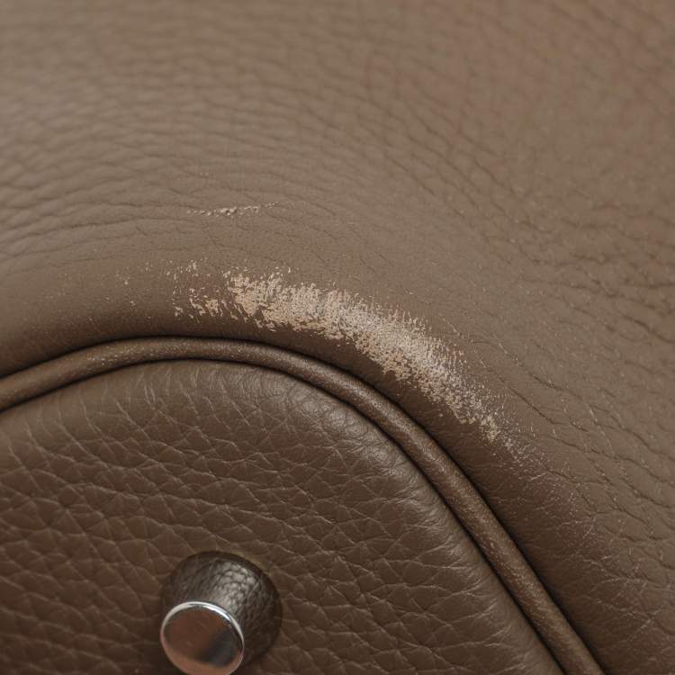 Pre Owned Hermès Picotin Lock 22 Etoupe Taurillon Clemence Leather Tote