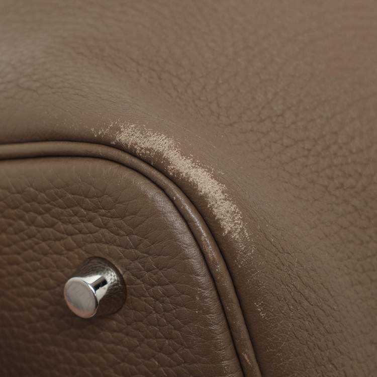 Pre Owned Hermès Picotin Lock 22 Etoupe Taurillon Clemence Leather Tote