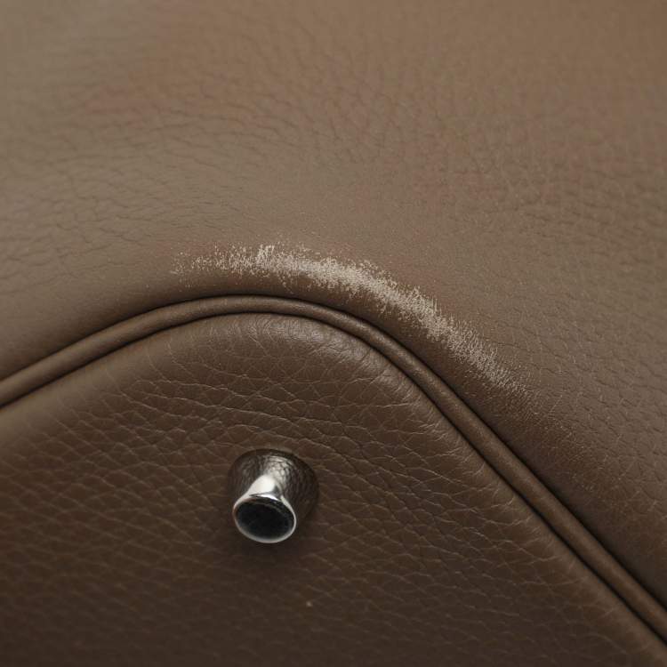 Pre Owned Hermès Picotin Lock 22 Etoupe Taurillon Clemence Leather Tote