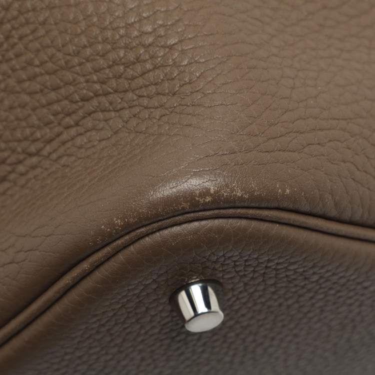 Pre Owned Hermès Picotin Lock 22 Etoupe Taurillon Clemence Leather Tote