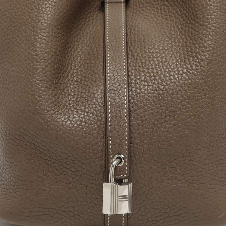 Pre Owned Hermès Picotin Lock 22 Etoupe Taurillon Clemence Leather Tote
